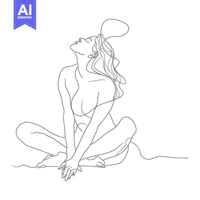 Premium design asset: Single Line Drawing of a Woman Sitting with Her Head Tilted Back