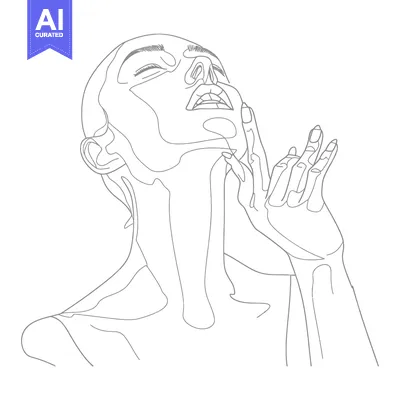 Popular premium asset: One-line art drawing of a woman's face and hand