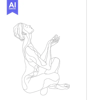 Aset premium populer: A Single-Line Drawing of a Woman in a Seated Pose with Hands Reaching