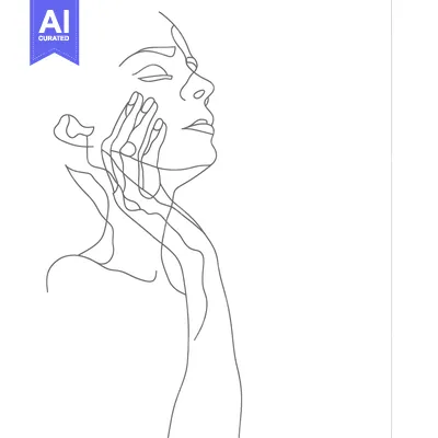 Premium design asset: Single-Line Drawing of a Woman's Profile with Hand on Face