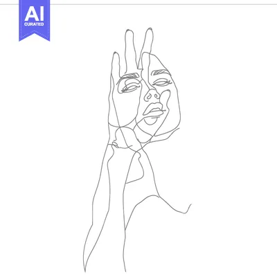 Popular premium asset: Single Line Drawing of a Woman's Face with Hand Gesture