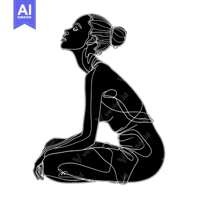 Aset desain premium: Silhouette of a Woman Sitting with Her Head Tilted Back