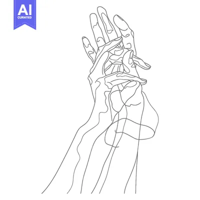 Aset premium populer: Line Drawing of Two Intertwined Hands Reaching Upward