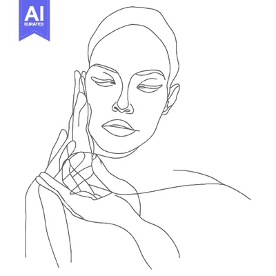 Premium design asset: A Single Line Drawing of a Woman's Face with Closed Eyes