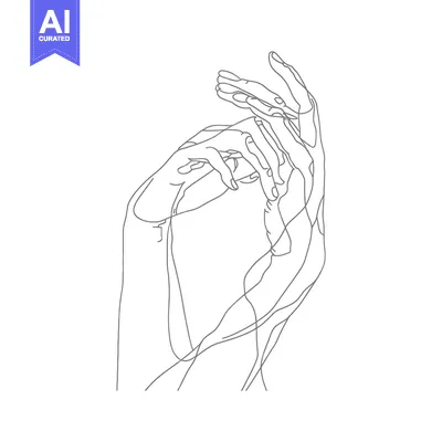 Aset premium populer: Line Art Illustration of Two Intertwined Hands