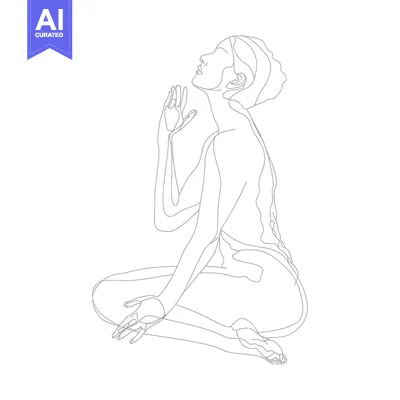 Premium design asset: A Single-Line Illustration of a Woman Sitting with Her Head Tilted Bac