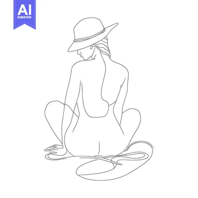 Popular premium asset: Woman in a Hat Sitting with a Flip-Flop