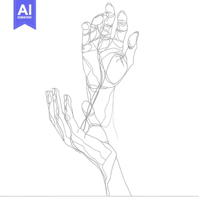 Aset premium populer: Two Hands Reaching Upward in Continuous Line Art