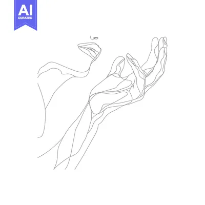Aset premium populer: Single Line Drawing of a Woman's Face and Hands