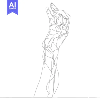 Aset premium populer: A Single-Line Drawing of a Hand Reaching Upward