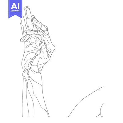 Line Drawing of Two Intertwined Hands