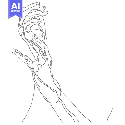 Premium design asset: A Minimalist Line Drawing of Two Intertwined Hands