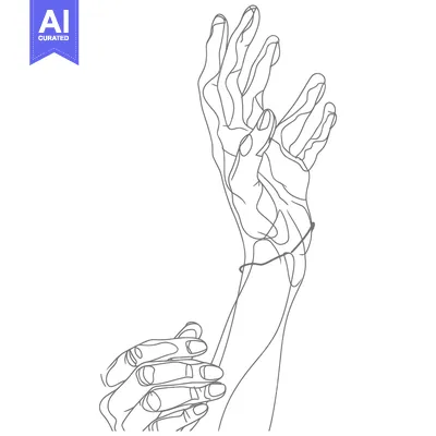 Aset premium populer: A Line Drawing of Two Intertwined Hands