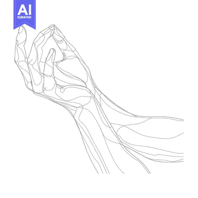 A Line Art Drawing of an Extended Hand with Fingers Curved Inward