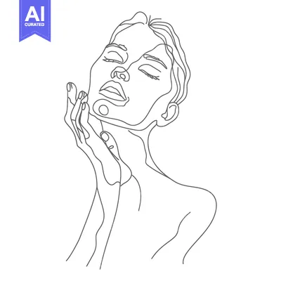 Premium design asset: Continuous Line Drawing of a Woman with Closed Eyes