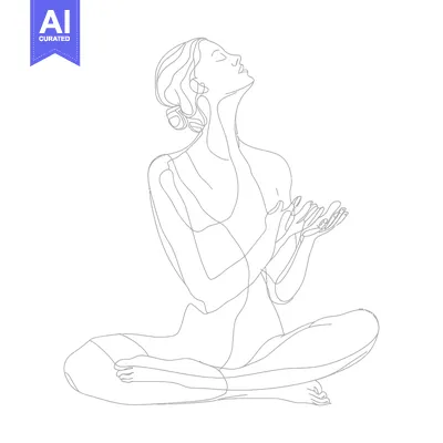 Aset premium populer: One-Line Drawing of a Woman in a Seated Yoga Pose