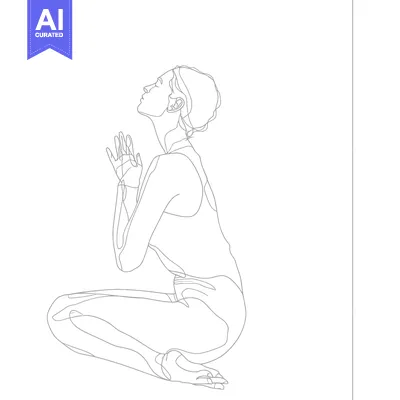 Premium design asset: Line Drawing of a Woman in a Yoga Pose, Looking Up