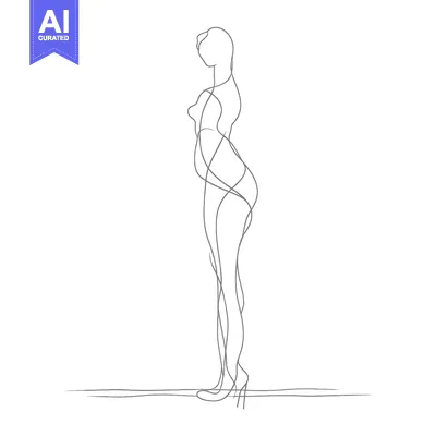 Aset premium populer: One-Line Drawing of a Woman in Heels