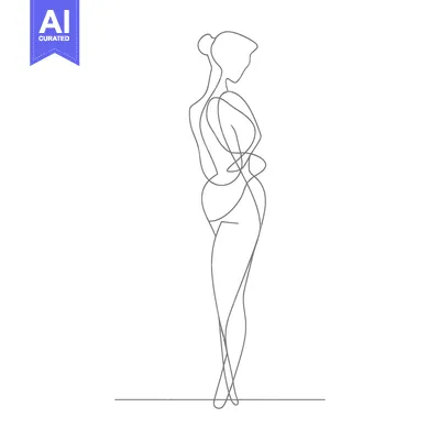 Popular premium asset: Single-Line Drawing of a Woman in a Dress