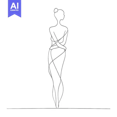 Popular premium asset: Single Line Drawing of a Woman in a Dress