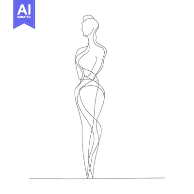 Premium design asset: Single-Line Drawing of a Standing Woman