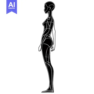 Aset premium populer: Side Profile of a Stylized Female Figure