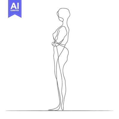 Premium design asset: Single Line Drawing of a Woman Standing with Arms Crossed