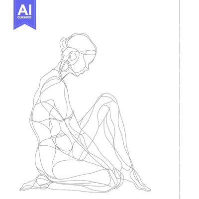 Popular premium asset: A Single-Line Drawing of a Woman Sitting with Her Knees Bent