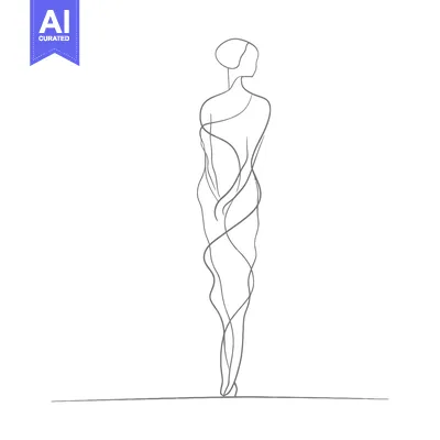 Premium design asset: Single-line drawing of a woman standing with her back turned