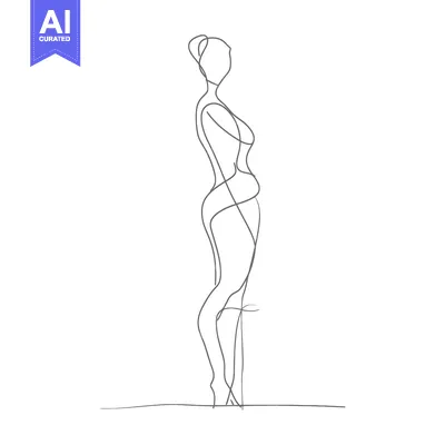 Aset desain premium: Continuous Line Drawing of a Woman's Figure