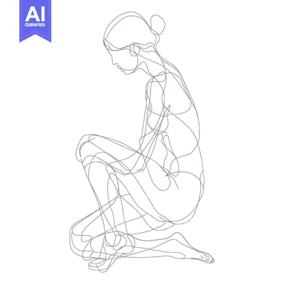 Premium design asset: Single-Line Illustration of a Woman in a Sitting Pose
