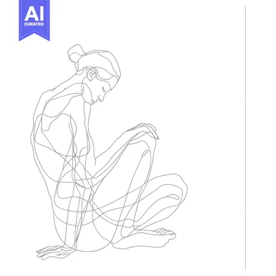 Aset premium populer: Single Line Drawing of a Woman Sitting with Her Head Down