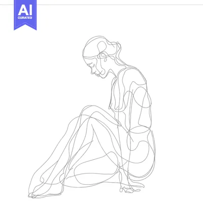 Popular premium asset: One-Line Continuous Sketch of a Woman Sitting