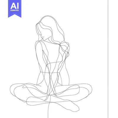 Popular premium asset: Single-Line Drawing of a Woman Sitting with Legs Crossed