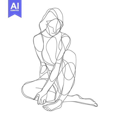 Popular premium asset: A Single-Line Drawing of a Woman Sitting with Her Legs Crossed