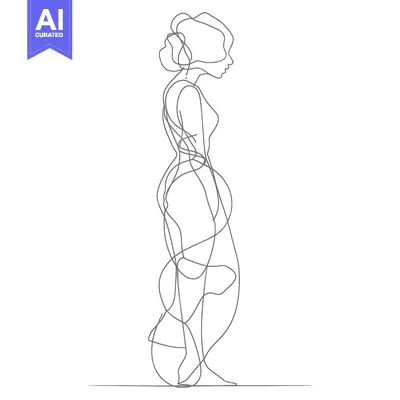 Aset desain premium: Continuous Line Drawing of a Woman in Profile