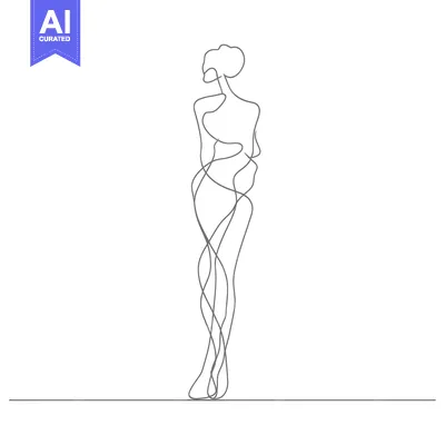 Premium design asset: Continuous Line Drawing of a Woman's Figure