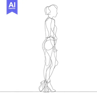 Aset premium populer: Continuous Line Drawing of a Woman in Heels