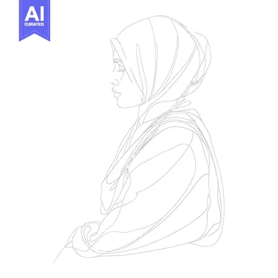 Premium design asset: Single Line Drawing of a Woman in a Headscarf