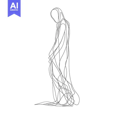 Aset premium populer: Line Drawing of a Person in a Long Garment