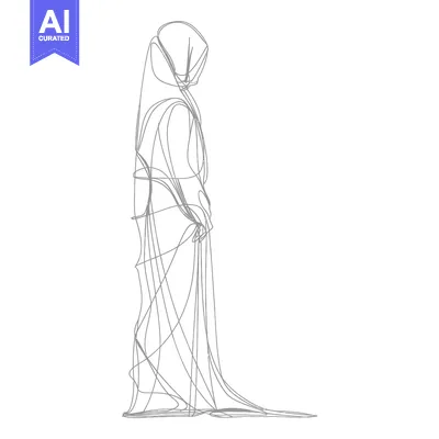 Premium design asset: Line Art Illustration of a Person in a Long Robe