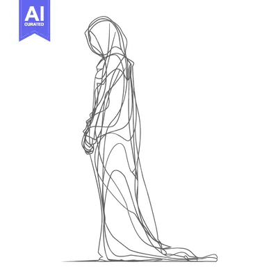 Aset premium populer: Line Drawing of a Person in a Long Robe