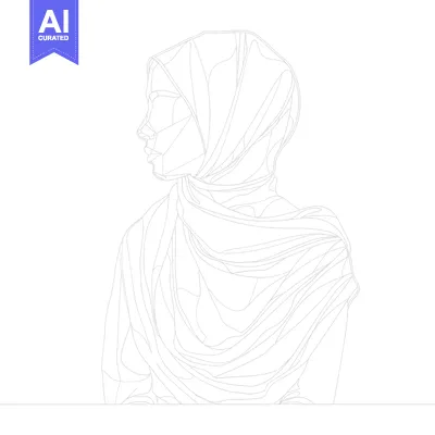 Aset premium populer: Line Art Illustration of a Woman Wearing a Hijab