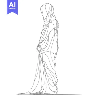 Popular premium asset: Single-Line Sketch of a Woman in a Long Dress