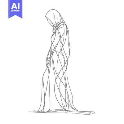 Aset premium populer: Line Drawing of a Woman Wearing a Hijab