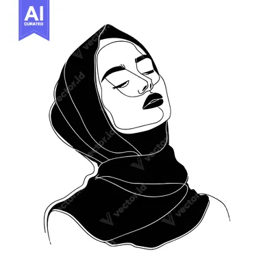 Aset desain premium: A Woman Wearing a Hijab with Closed Eyes