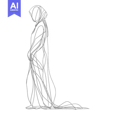 Popular premium asset: Line Art Drawing of a Person in a Long Robe
