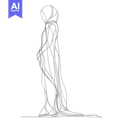 Premium design asset: Single Line Drawing of a Person in a Long Robe