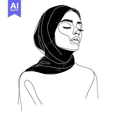 Popular premium asset: Line Art Illustration of a Woman Wearing a Hijab