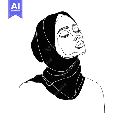 Popular premium asset: Line Art Portrait of a Woman Wearing a Hijab